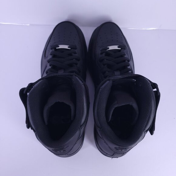 Nike Air Force 1 Mid '07 Black Leather Sneakers Size 11 CW2289-001 - Picture 8 of 16